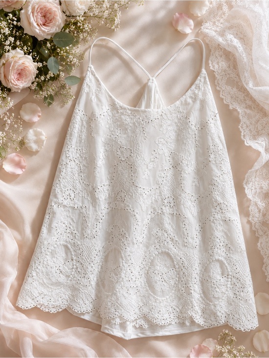 White House Black Market Tops - White House Black Market Ecru Lace Beaded Cami – Size Small